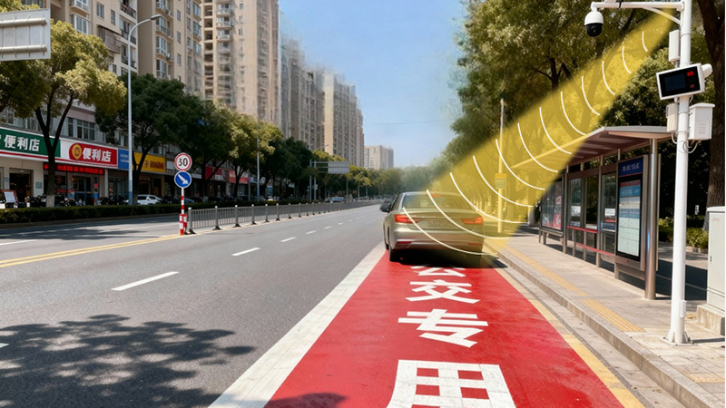 定向声喇叭赋能公交专用道治理（示意图）